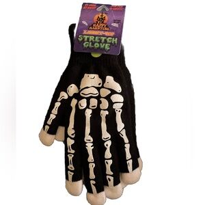 Happy Haunting Light Up Stretch Gloves Black